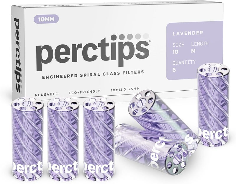 PercTips Glass Tips 10mm Spiral Vortex Clear Filters - 6 Count Perc Tips (Lavender) - Image 1